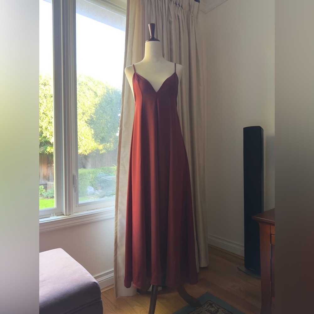 RESA Burgundy Maxi Dress with Thin Straps New Small